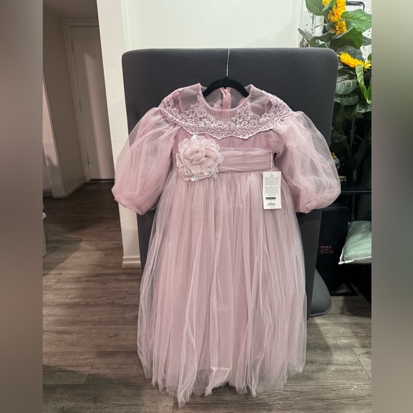 PINK GIRL Elegant Pink Tulle Dress for Girls - Picture 4 of 10